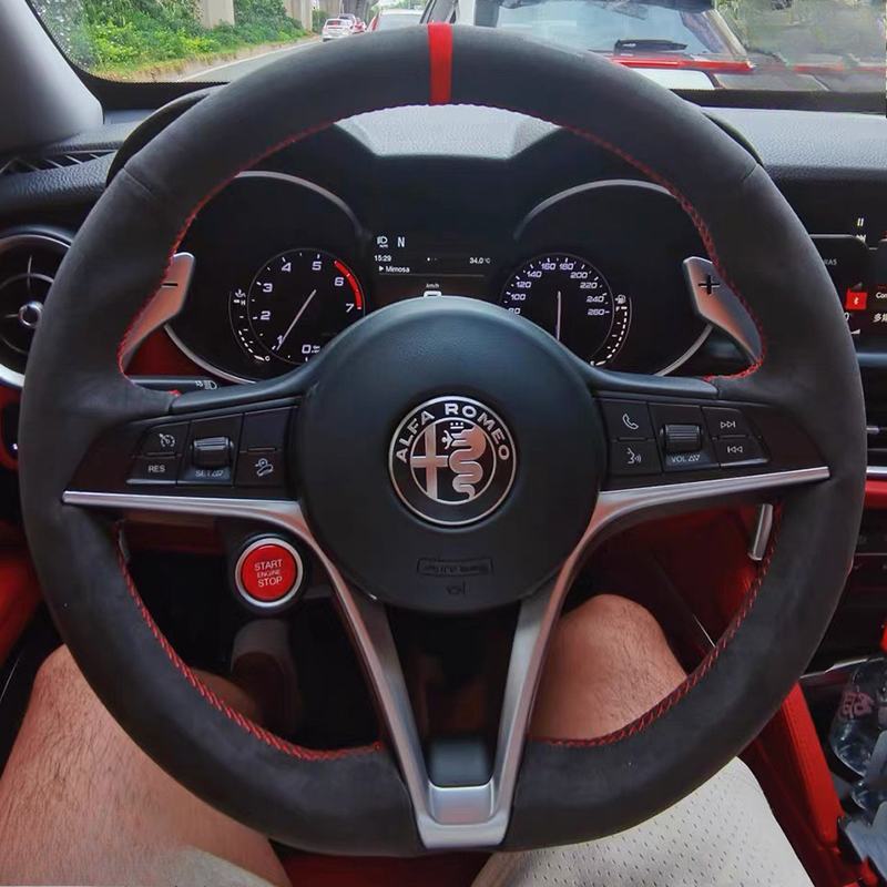 For Alfa Romeo Giulia Stelvio  - огляд і ціна Car Steering Wheel Cover Anti Slip Breathable
