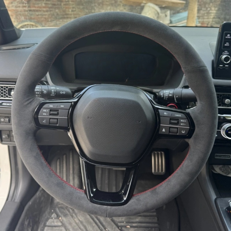 Custom Hand-stitched Black Sue - огляд і ціна Car Steering Wheel Cover Anti Slip Breathable